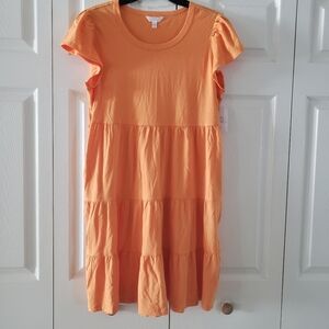 Time and Tru Women's Short Sleeve Tiered Knit Cotton Dress